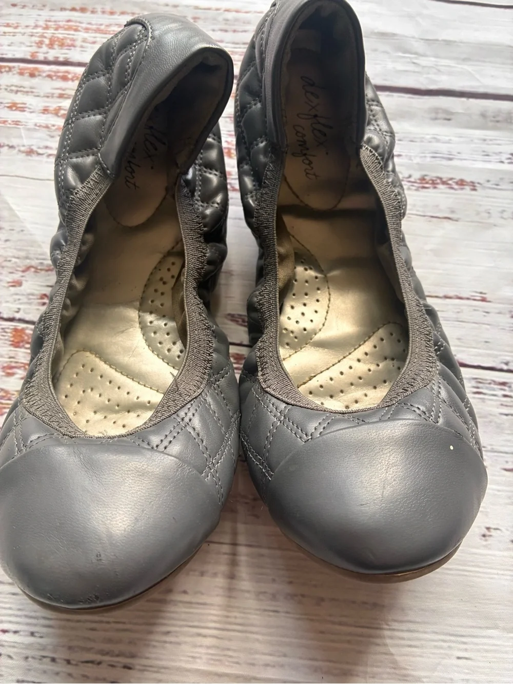 DEXFLEX 7.5 Comfortable Quilted Gray Ballet Flats - Unbranded